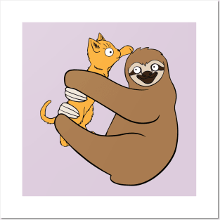 Sloth And Cat Posters and Art